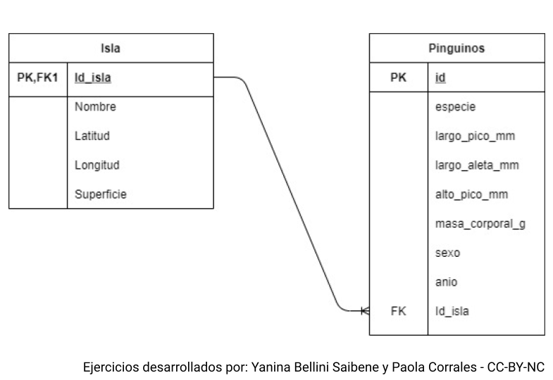 DER con las tablas Isla y Pingüinos